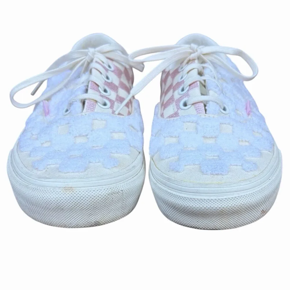 Vans Era Chenille Check Sneakers Snow White Pink 7.5 Retro Bowling Y2K